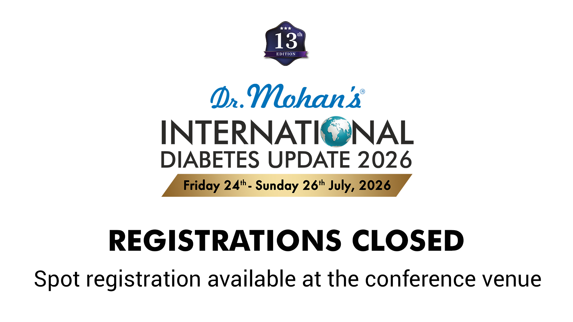 Dr. Mohan's International Diabetes Update 2026 — Registrations Closed